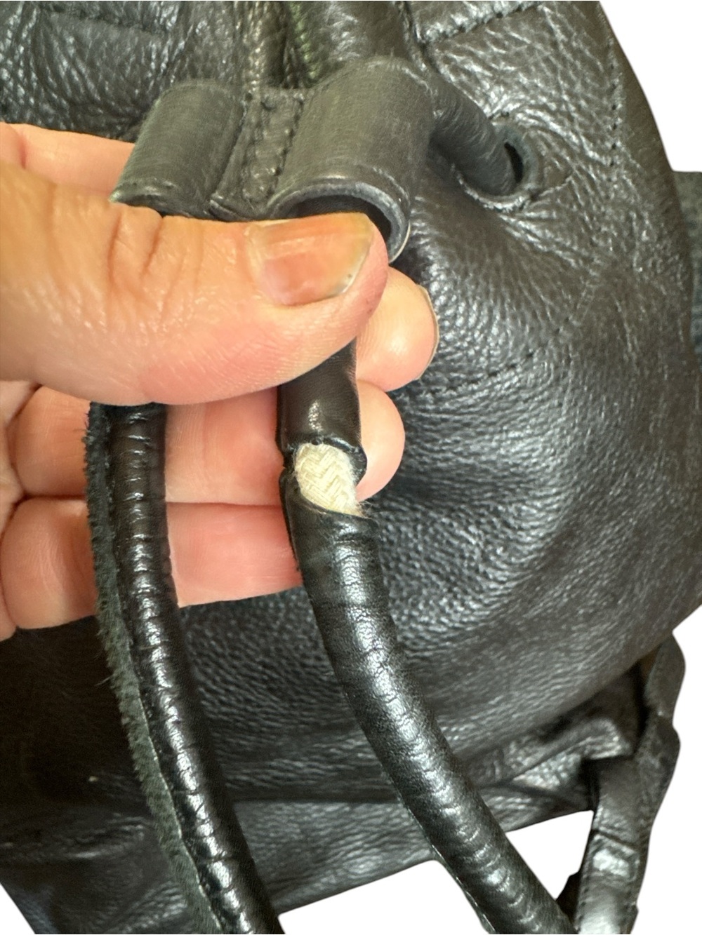 Frye Black Pebbled Leather Drawstring Backpack - Picture 4 of 8